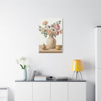 Floral Vase Canvas Wall Art — Pastel Peonies & Ranunculus Stretched Print