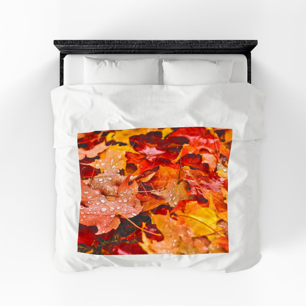 Autumn Fall Leaves Velveteen Plush Blanket