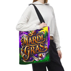 Mardi Gras Tote Bag — Colorful Carnival Mask & Beads Festival Tote