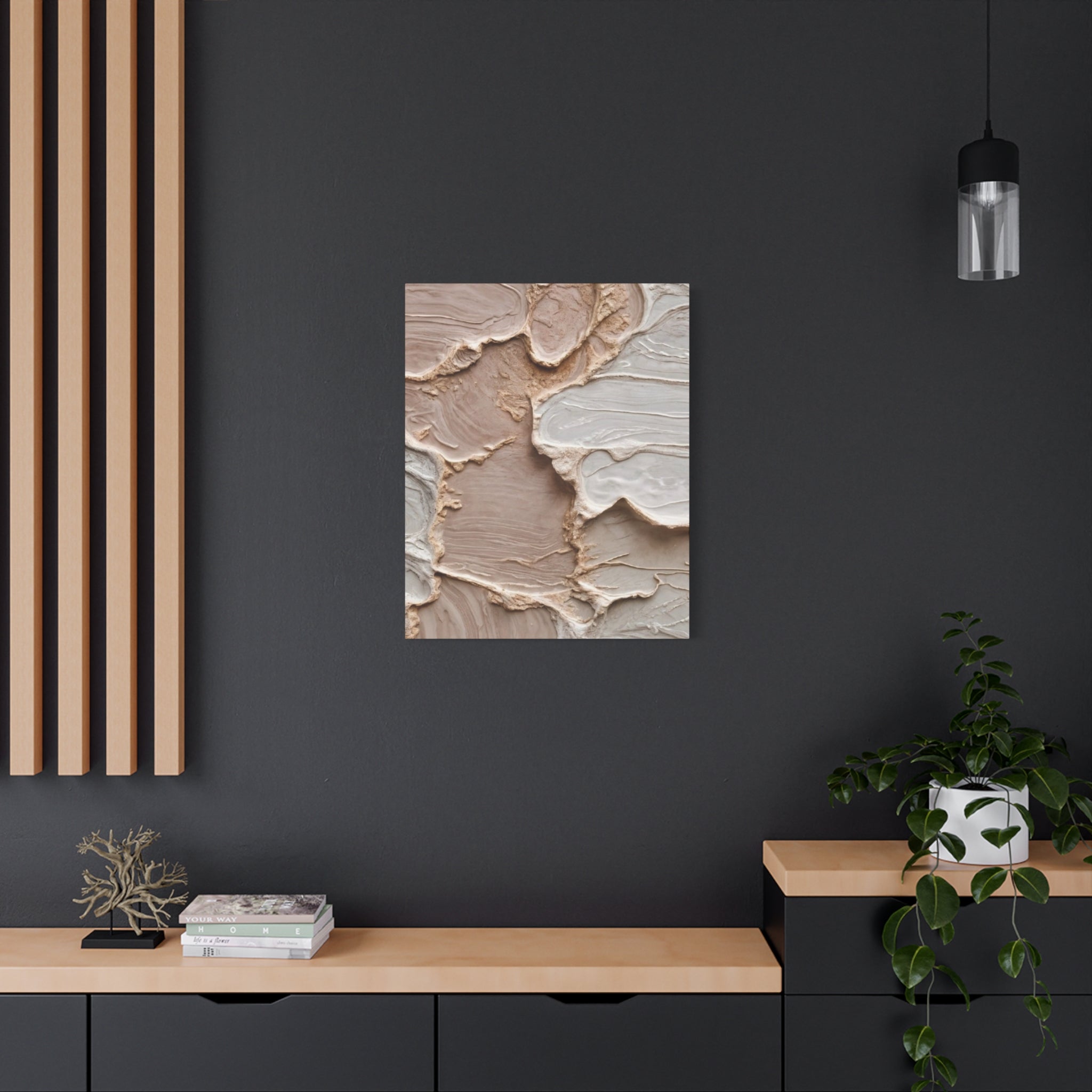 Neutral Textured Abstract Canvas Print — Beige & Cream Wall Art, Matte Stretched 1.25"