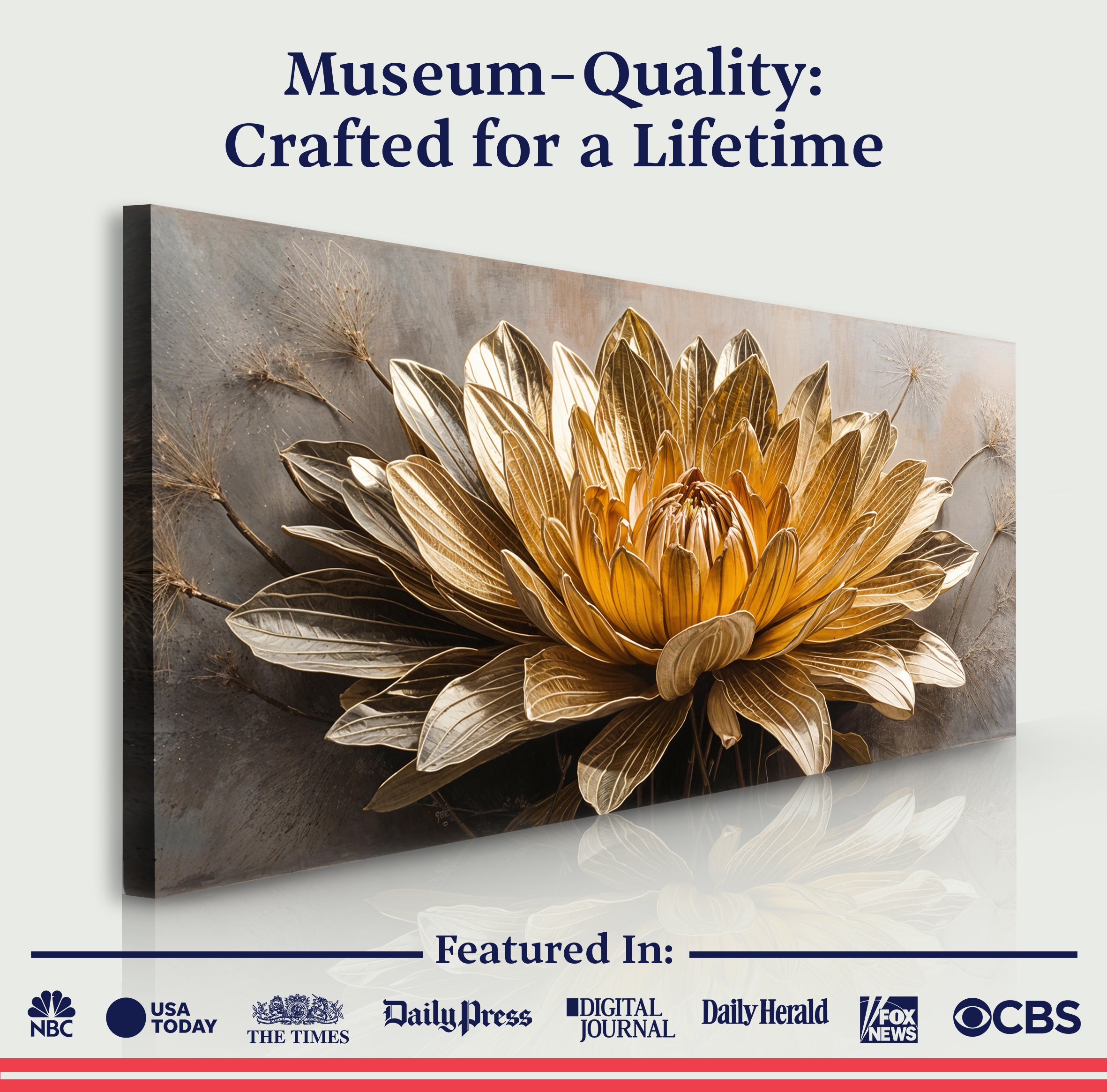 Golden Dandelion Minimalist Abstract Wall Art VII