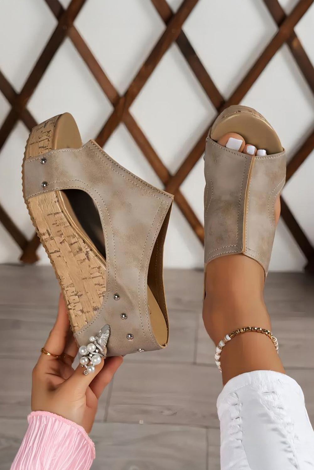Gianna Pu Leather Wedge Heels