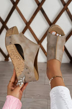 Gianna Pu Leather Wedge Heels
