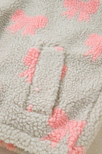 Valentine Bow Sherpa Quarter Zip Sweatshirt
