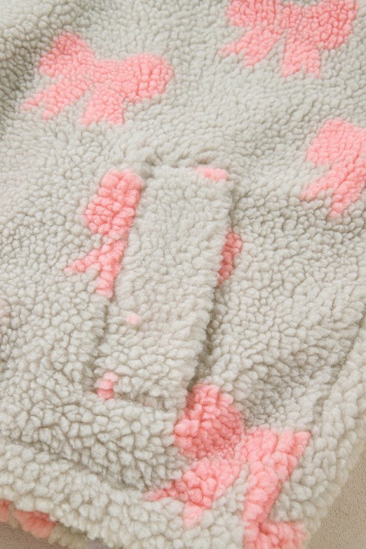 Valentine Bow Sherpa Quarter Zip Sweatshirt