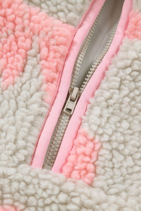 Valentine Bow Sherpa Quarter Zip Sweatshirt