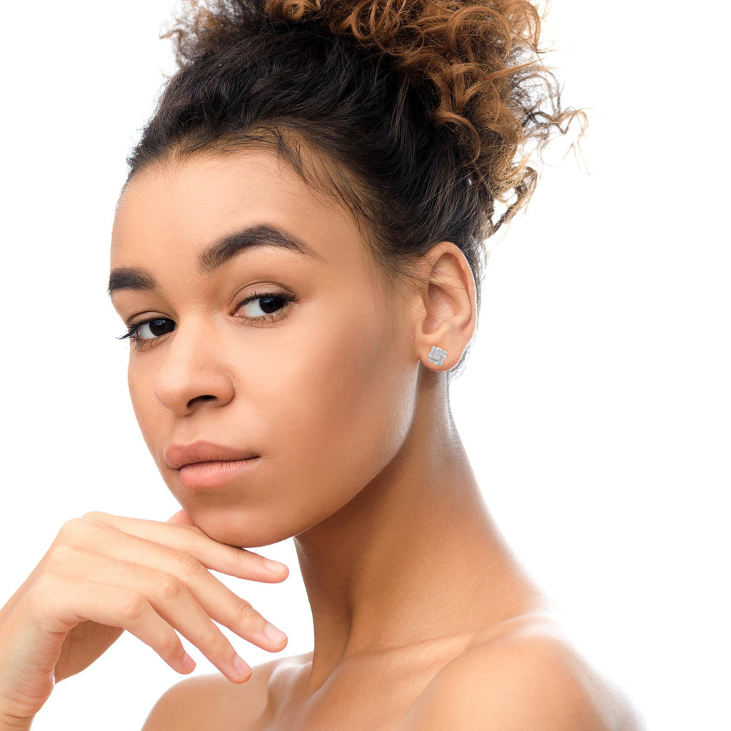 .925 Sterling Silver 1/2 Cttw Round-Cut Diamond Stud Earrings (I-J Color, I1-I2 Clarity)-4