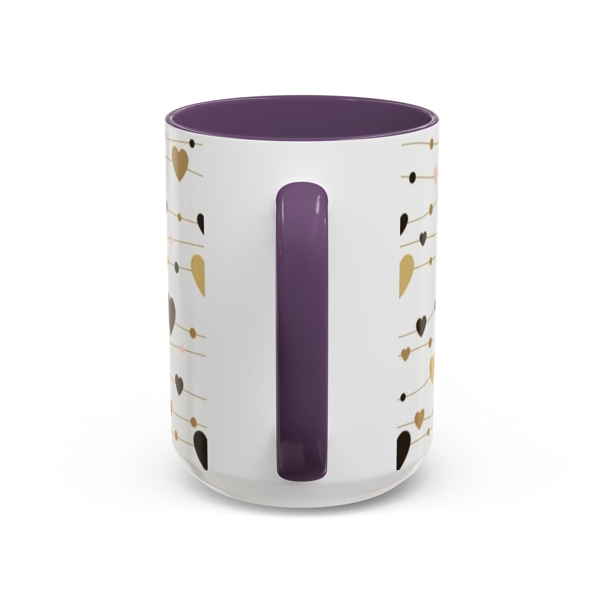 Heart Garland Accent Coffee Mug — Pink & Gold Valentine Ceramic