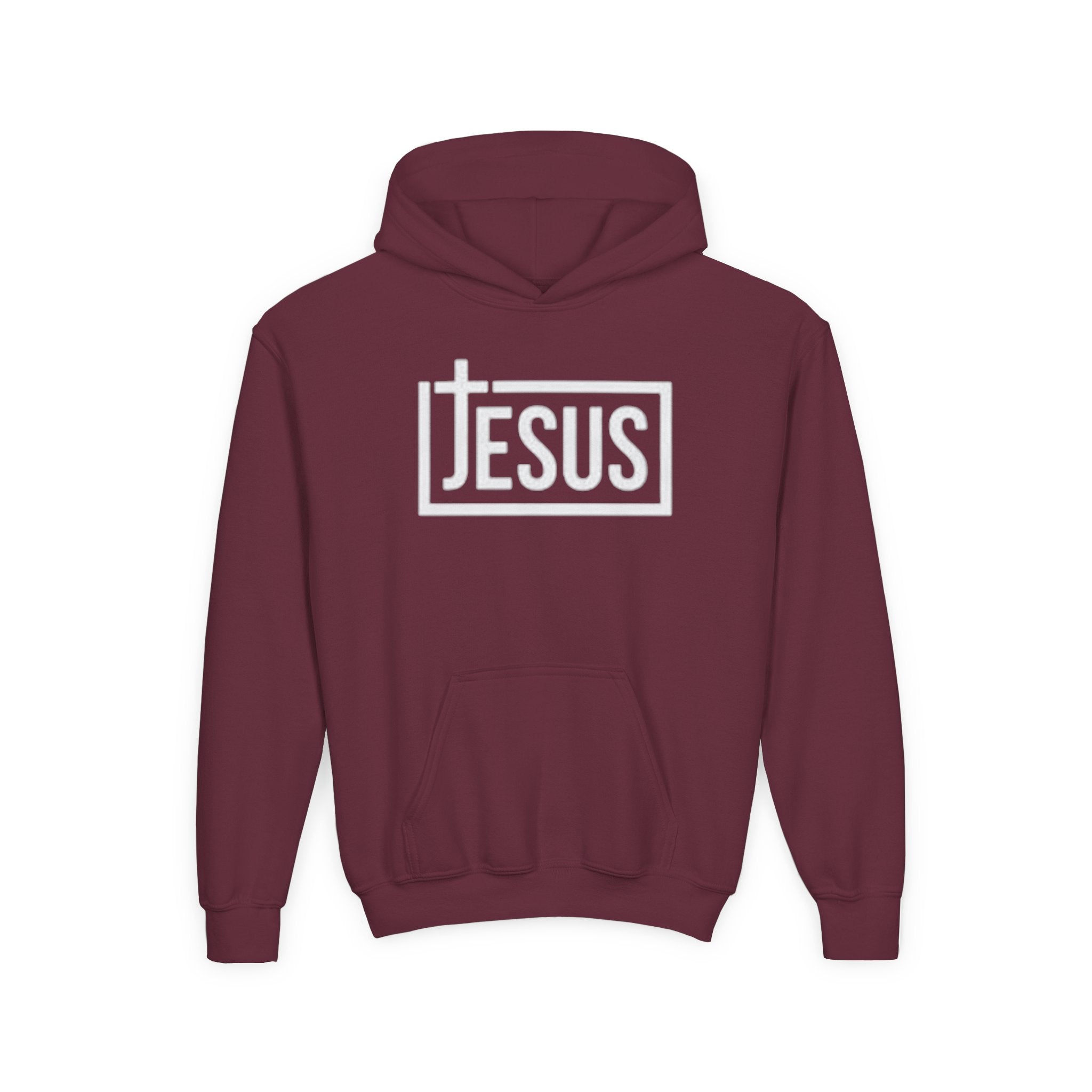 Youth Jesus Hoodie — Christian Faith Pullover with Cross Logo
