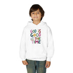 Youth Hoodie — "God Is Good All The Time" Colorful Faith Pullover