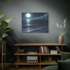 Moonlit Ocean Canvas Wall Art — Serene Night Seascape Matte Stretched Print