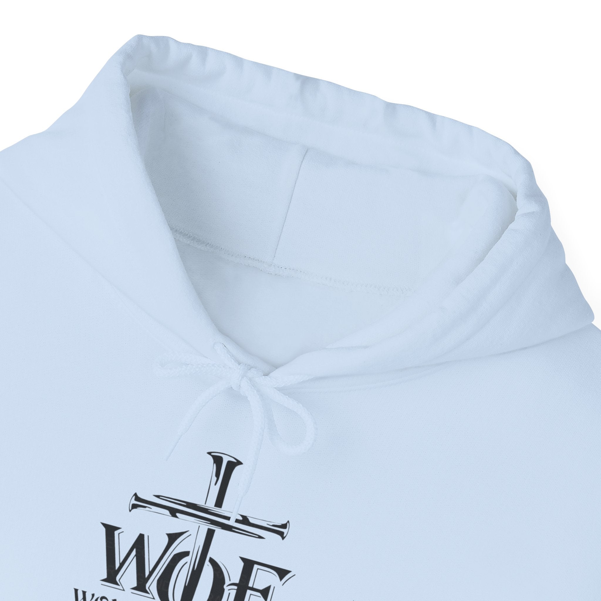 Hoodie — "W.O.F. Woman of Faith" Cross Christian Graphic Pullover
