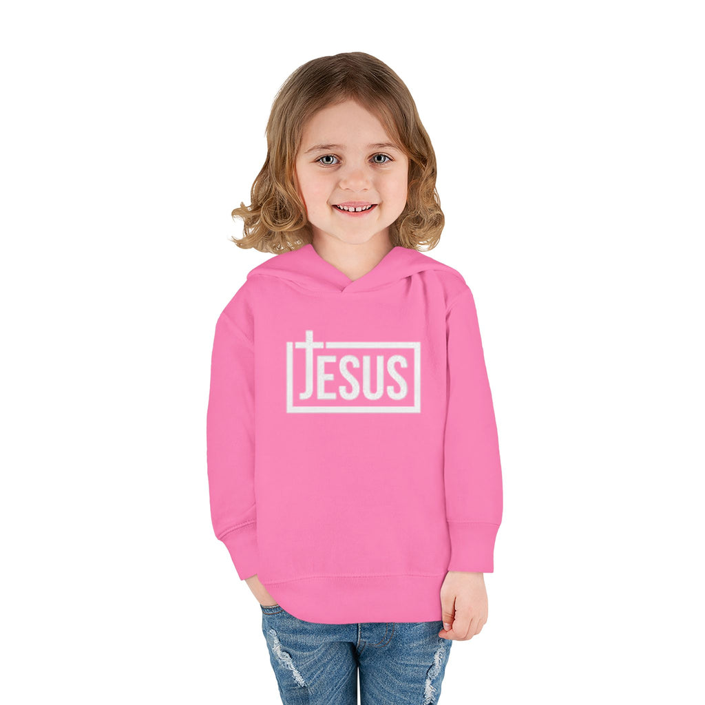 Toddler Jesus Hoodie – Kids Faith Pullover Fleece with 'JESUS' Box Logo