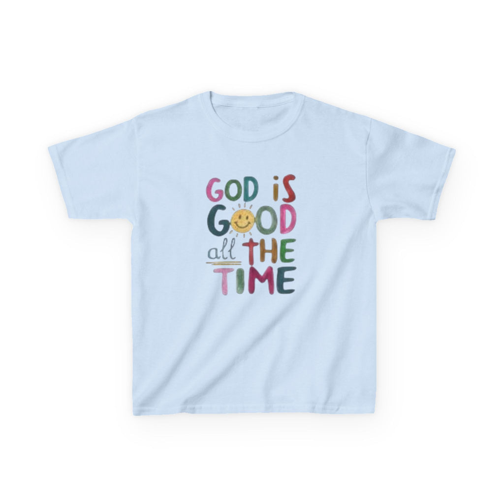 Kids Tee — "God Is Good All The Time" Colorful Faith Graphic