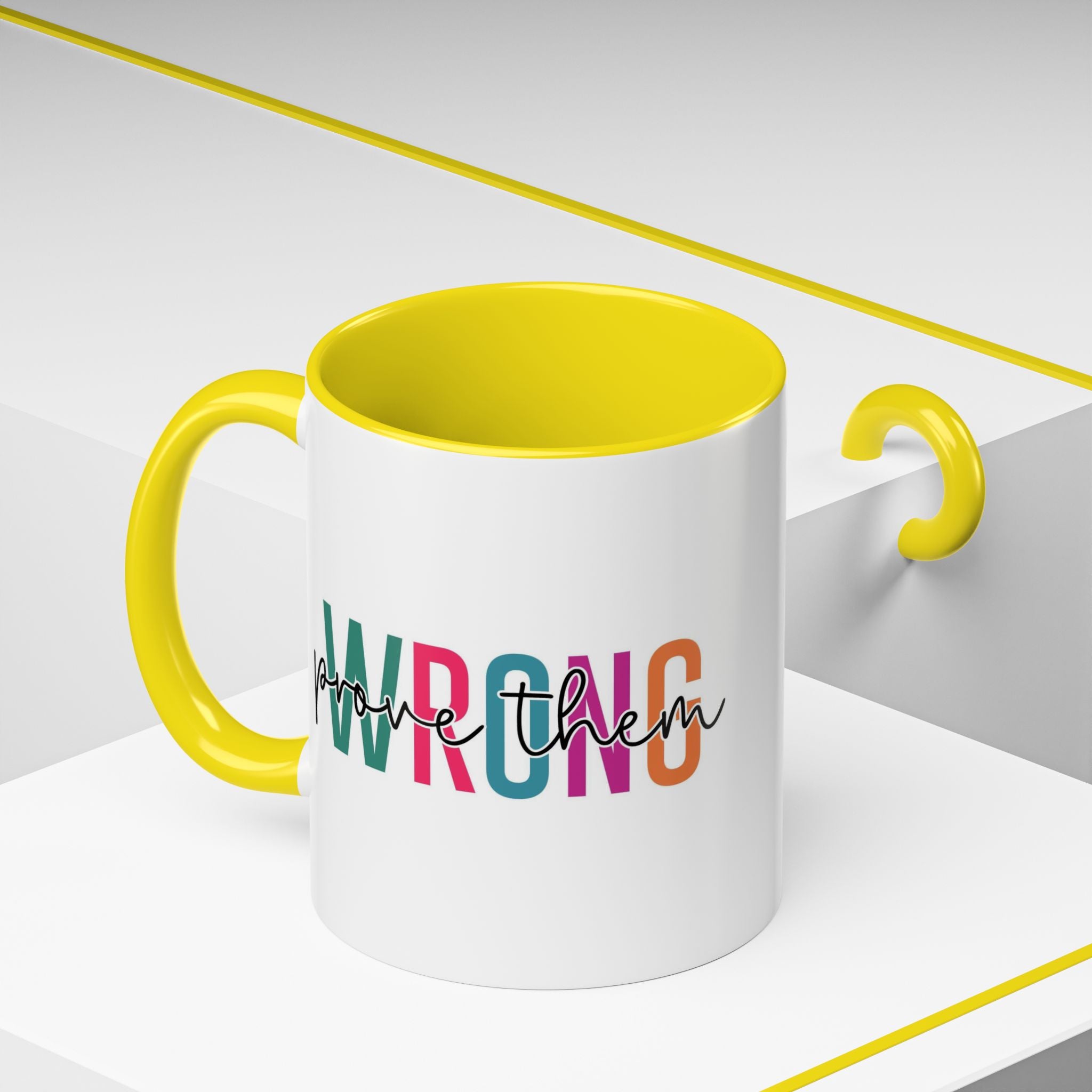 Accent Coffee Mug — "Prove Them Wrong" Colorful Motivational Ceramic Mug (11/15oz)