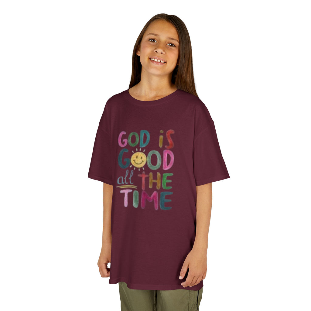 Kids Tee — "God Is Good All The Time" Colorful Faith Graphic