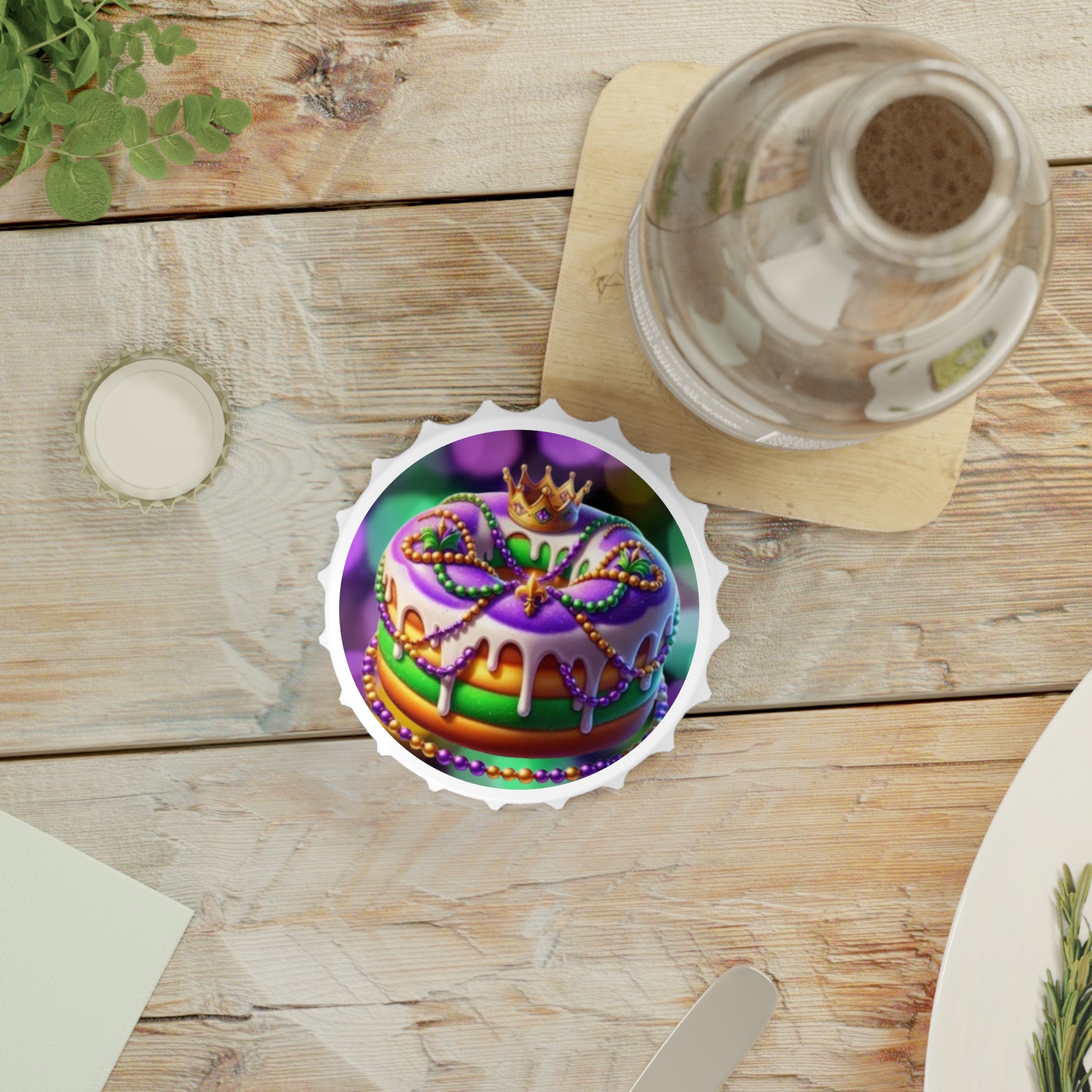 Mardi Gras King Cake Bottle Opener