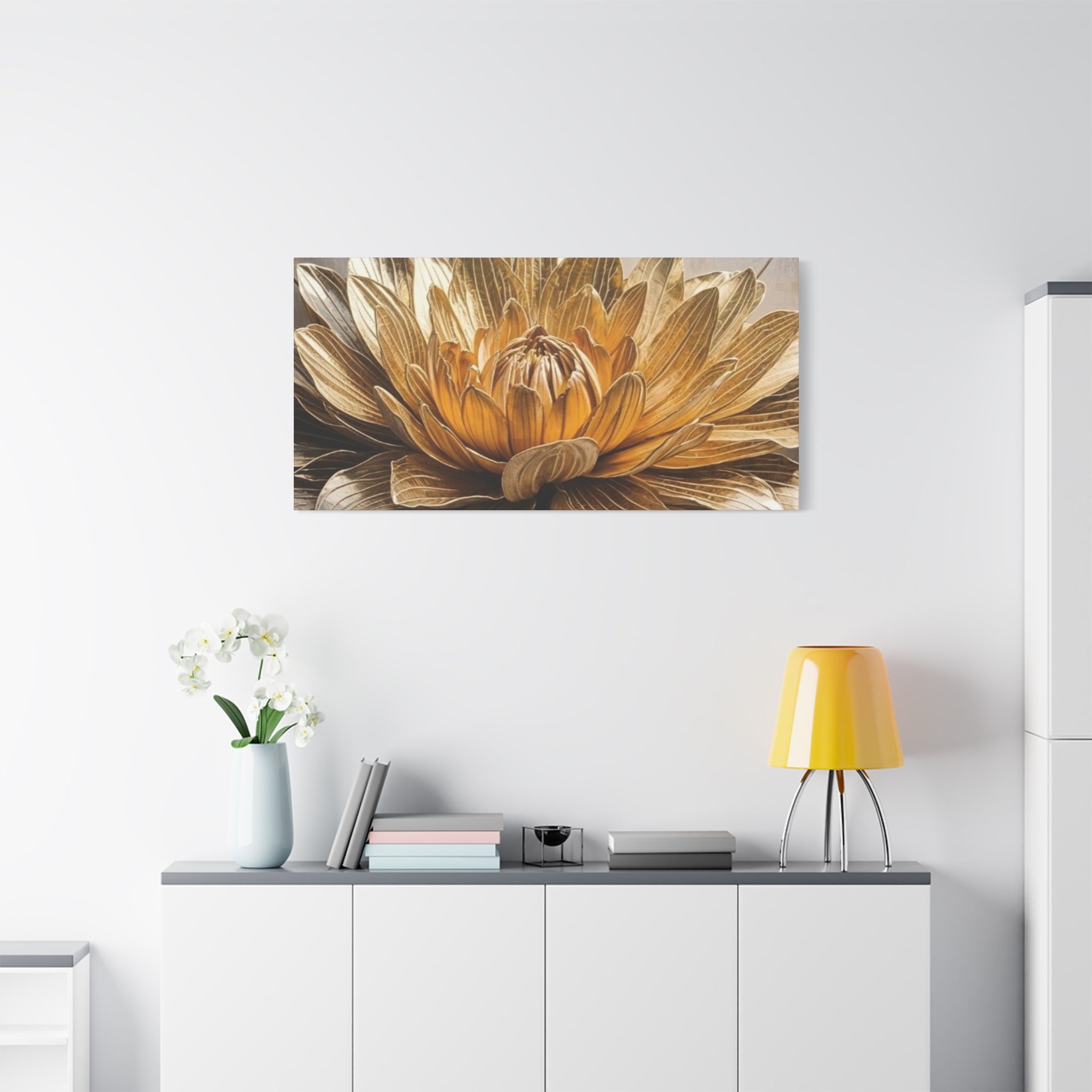 Golden Dahlia Matte Canvas Wall Art — Stretched 1.25"