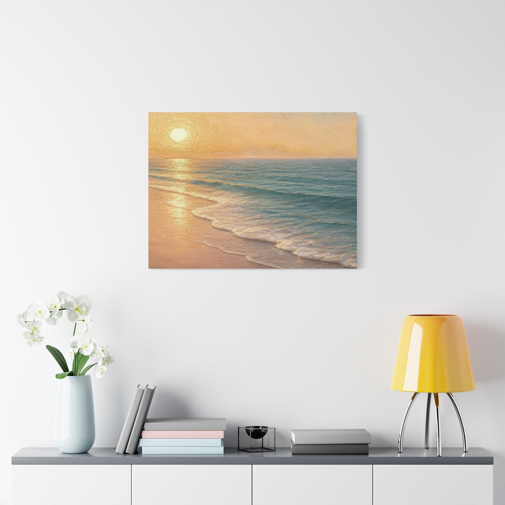 Sunset Beach Canvas Print — Seaside Wall Art Matte Stretched 1.25"