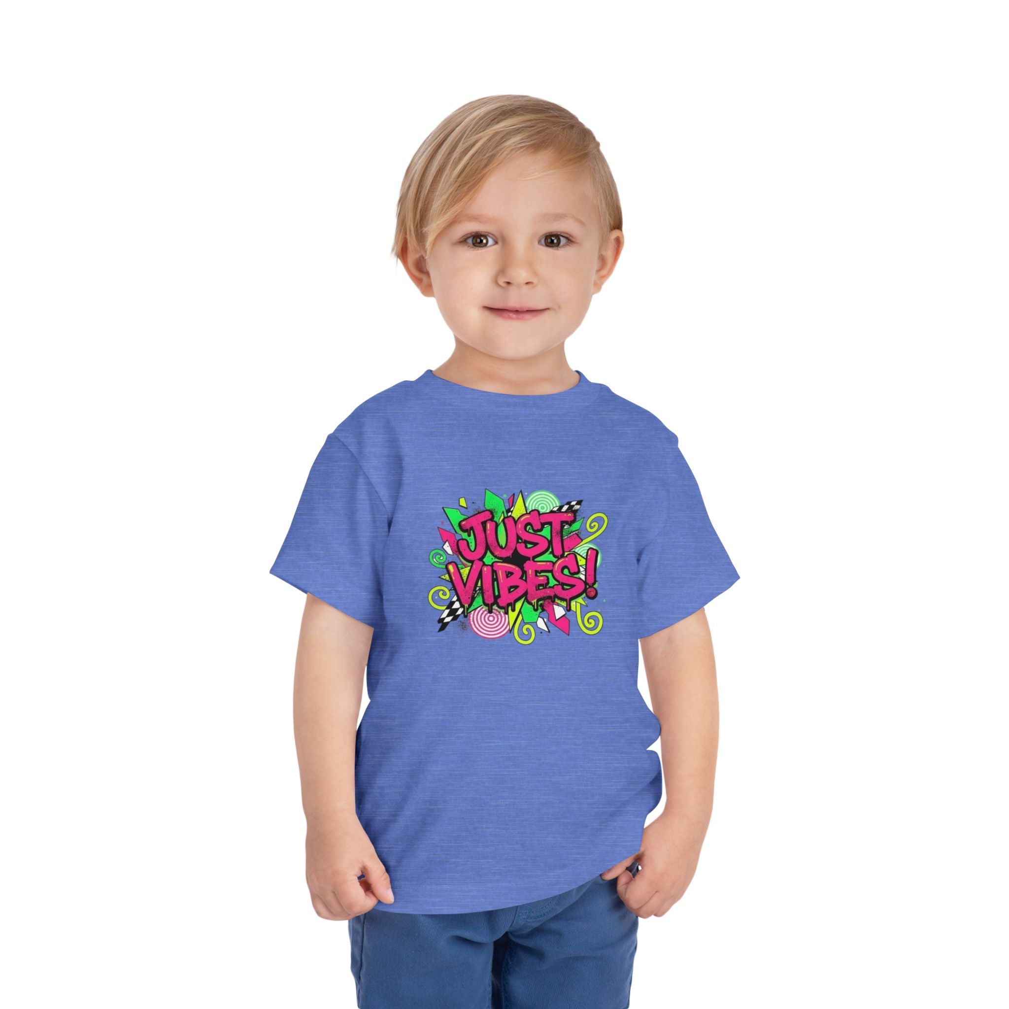 Toddler Tee - "Just Vibes!" Colorful Retro Graphic Kids T‑Shirt