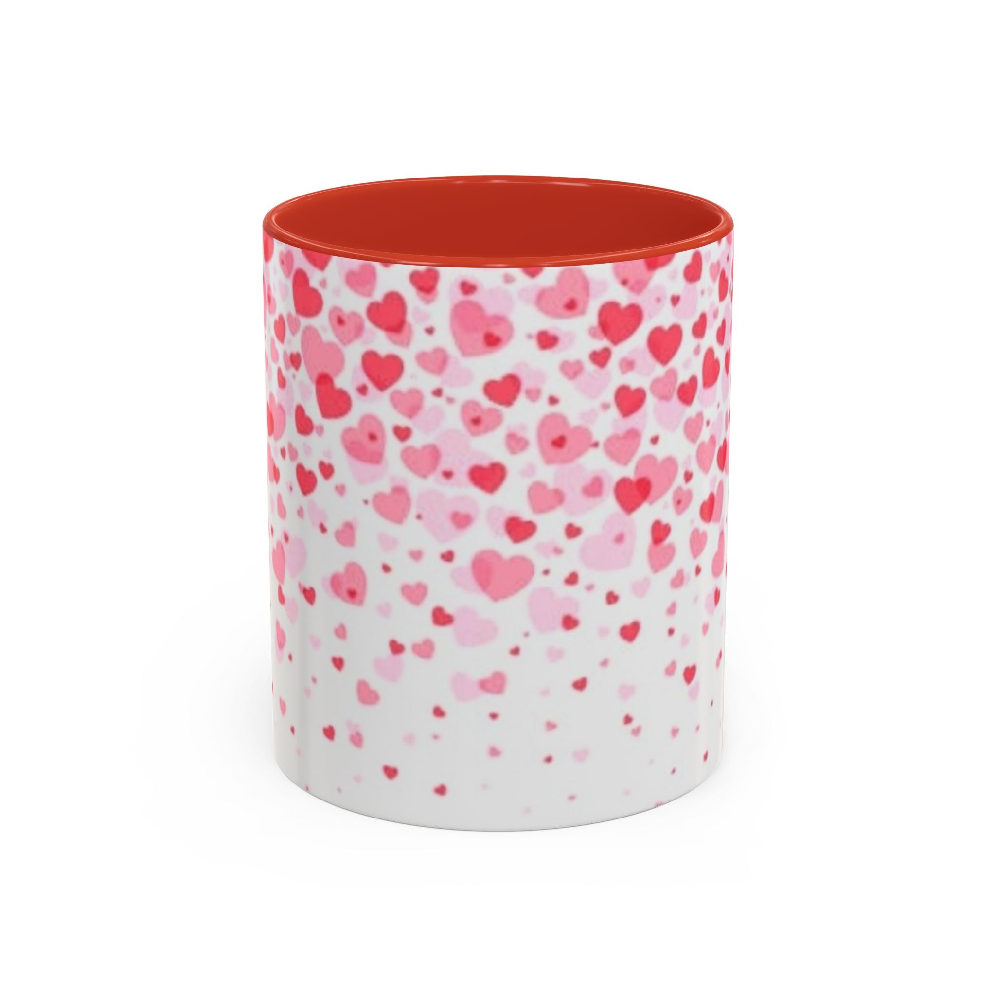 Heart Confetti Accent Coffee Mug — Pink Valentine’s Day Gift (11/15oz)