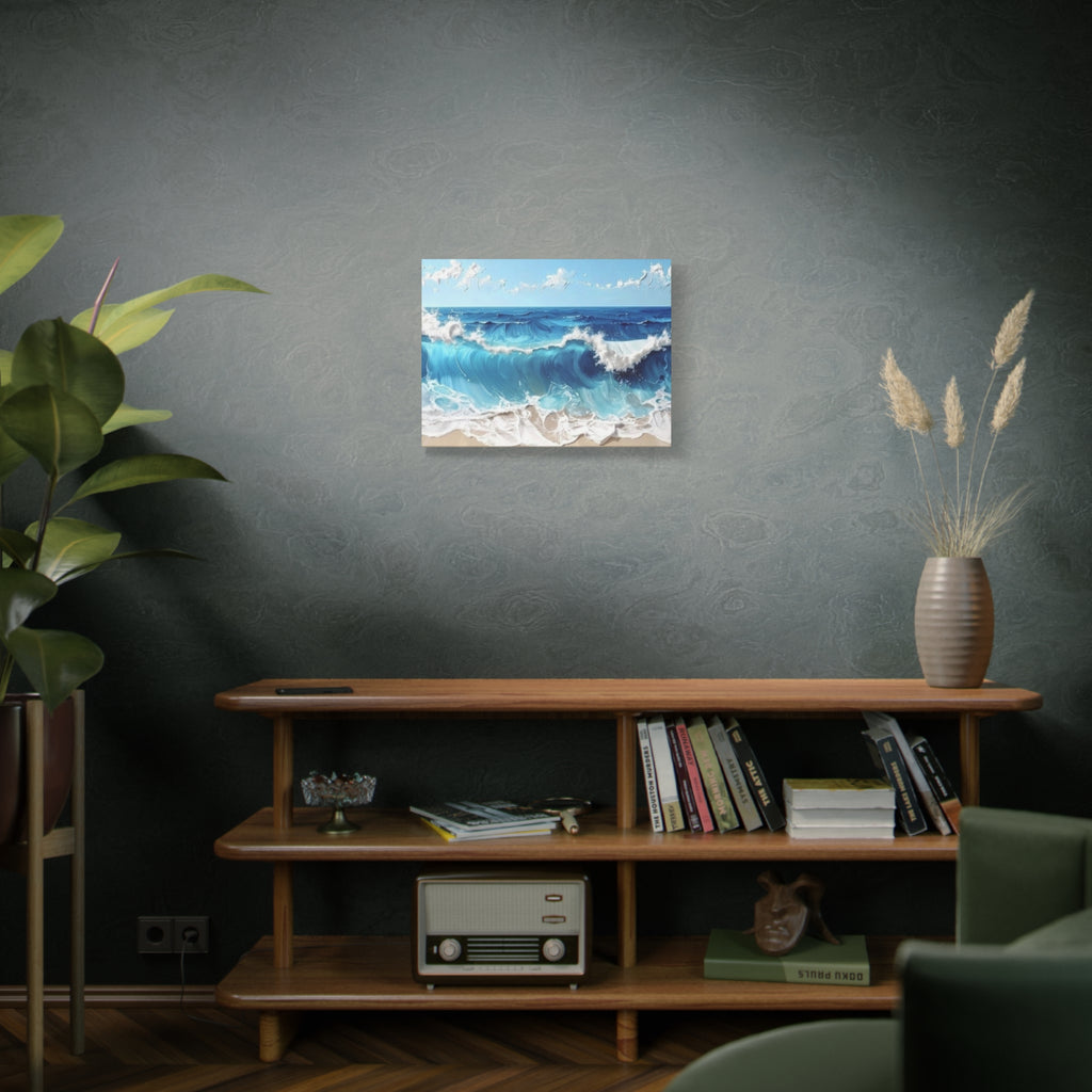 Ocean Waves Matte Canvas Wall Art — Blue Seascape Stretched Canvas