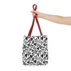Heart Pattern Tote Bag — Black & White Hand-Drawn Hearts All-Over Print