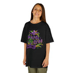 Kids Mardi Gras T-Shirt — Purple & Green Mask Design