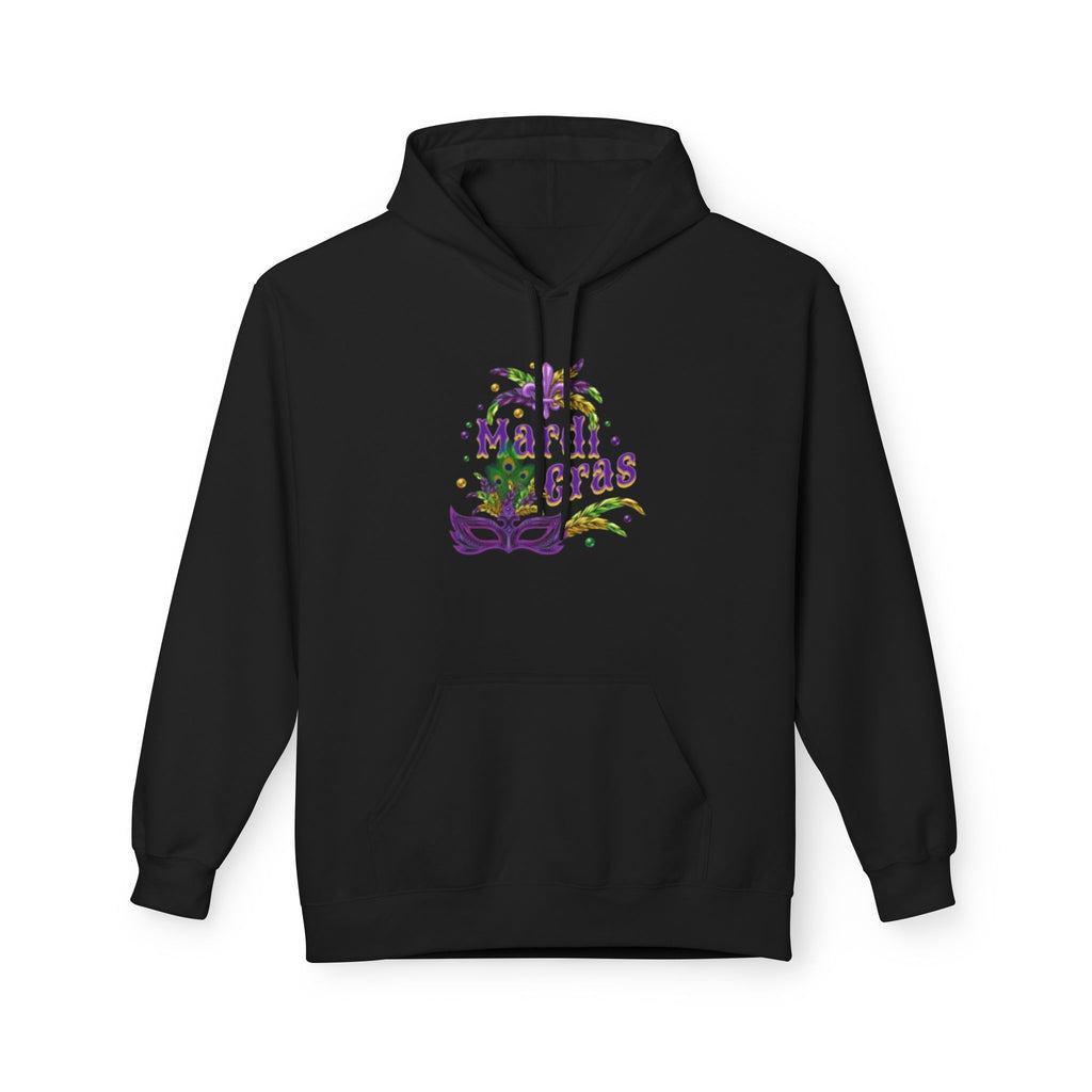 Mardi Gras Mask Hoodie — Purple Green Gold Carnival Pullover