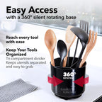 Extra Large and Sturdy Rotating Utensil Holder with No-Tip Weighted Base