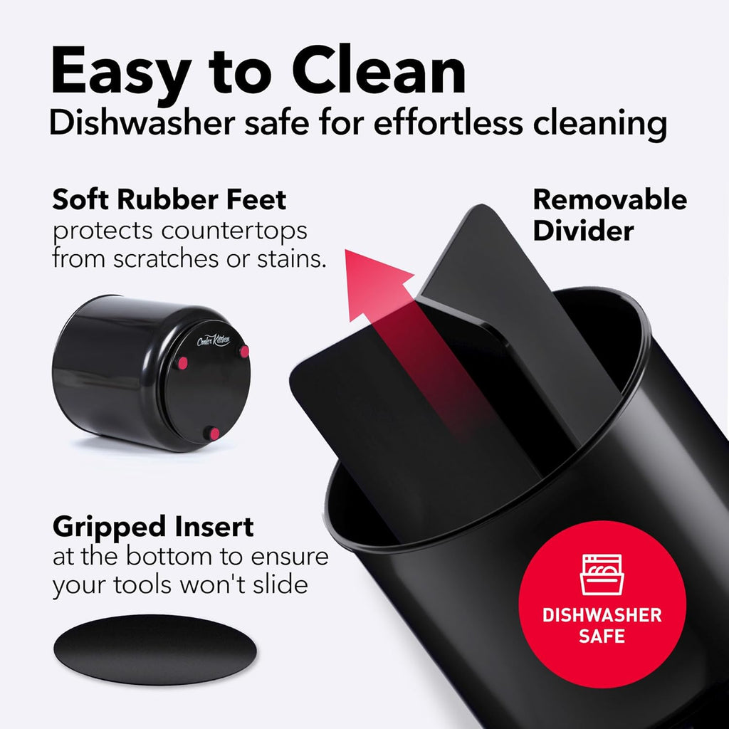 Extra Large and Sturdy Rotating Utensil Holder with No-Tip Weighted Base