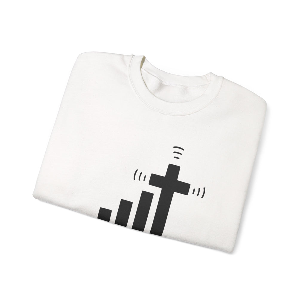 Crewneck Sweatshirt — "Get Connected" Cross Signal Christian Faith Pullover