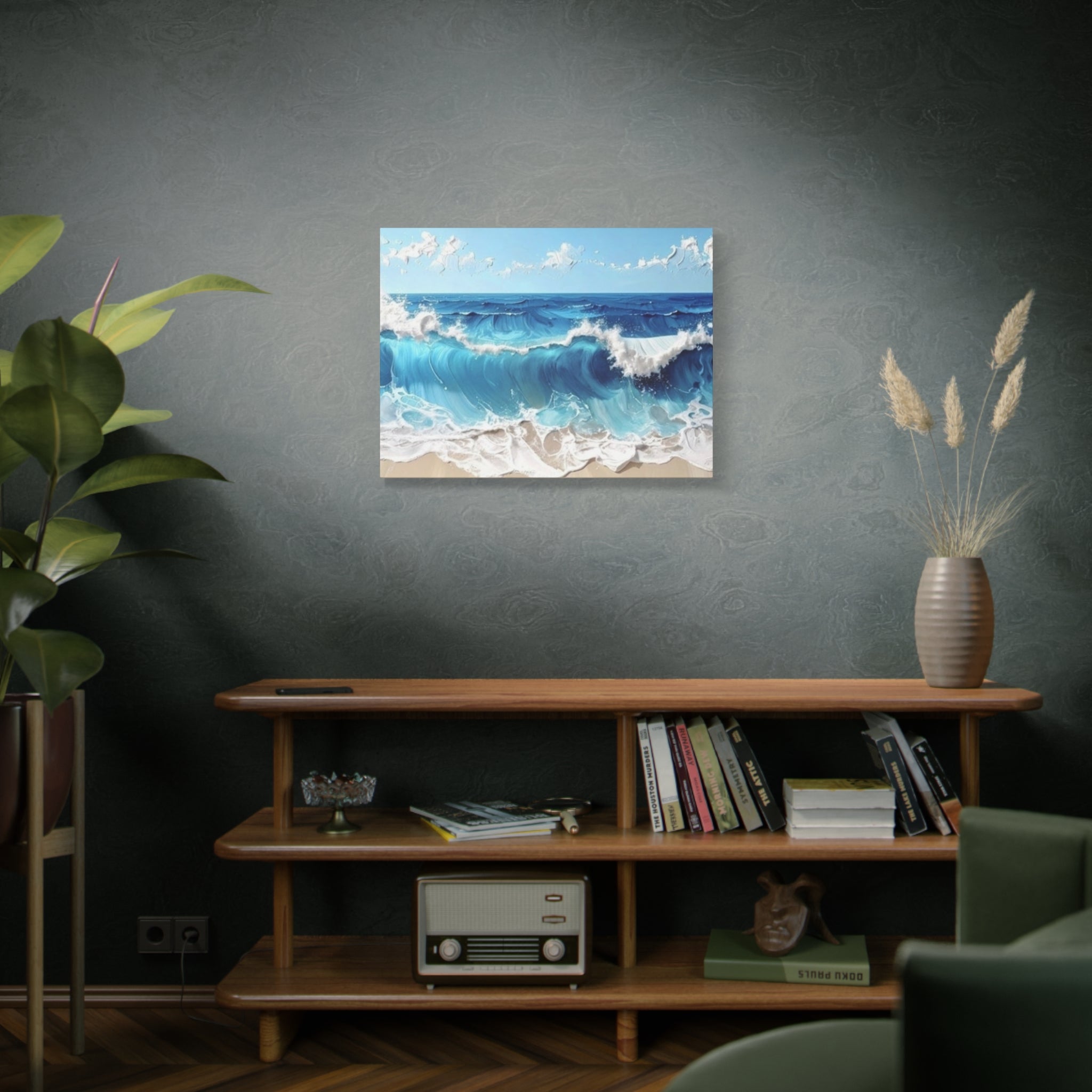 Ocean Waves Matte Canvas Wall Art — Blue Seascape Stretched Canvas