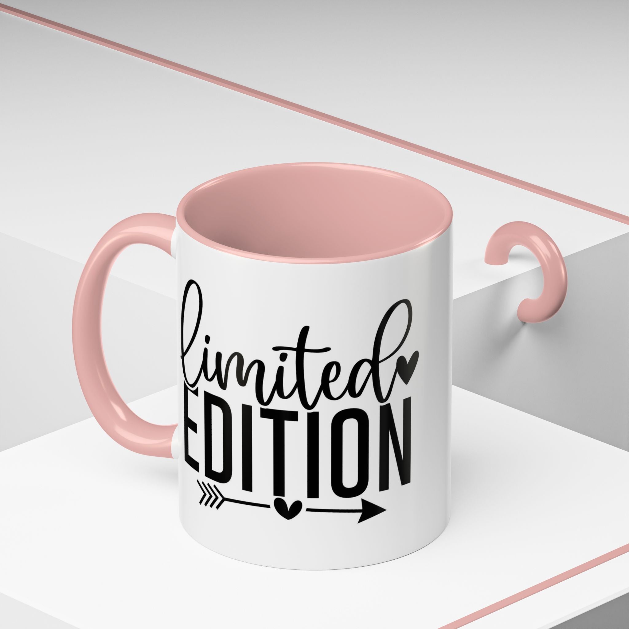 Limited Edition Accent Coffee Mug — Pink Interior, 'Limited Edition' Graphic (11/15oz)