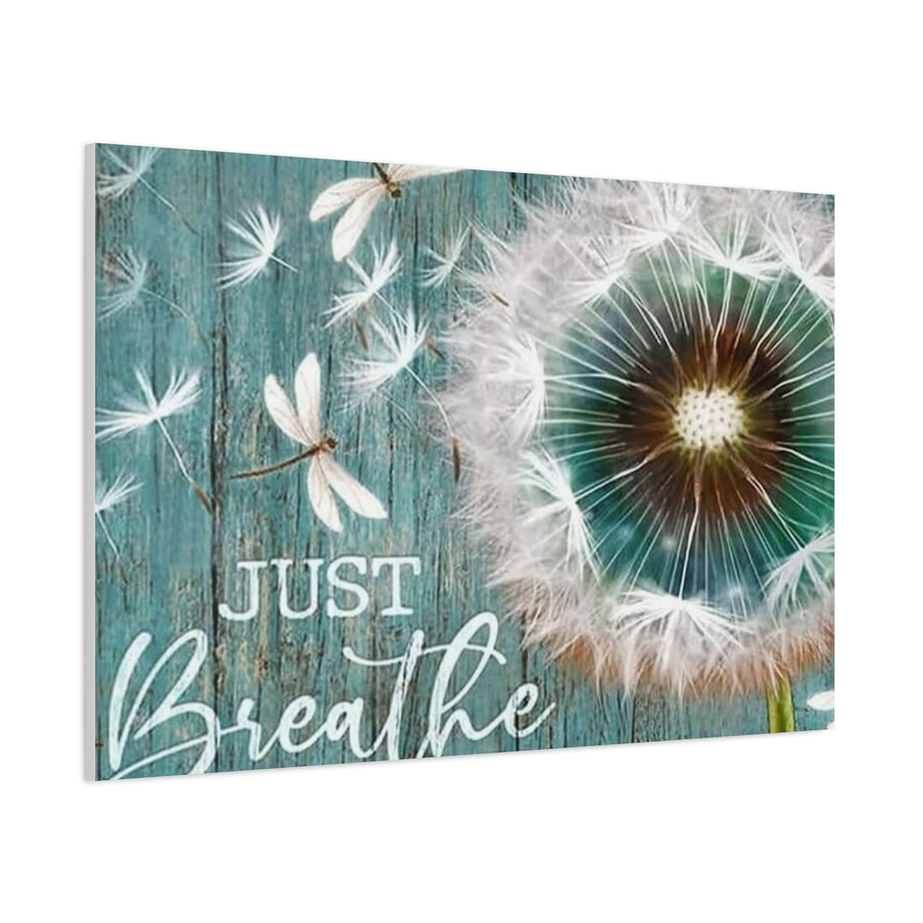 Canvas Wall Art — "Just Breathe" Dandelion Rustic Teal