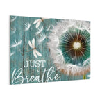 Canvas Wall Art — "Just Breathe" Dandelion Rustic Teal