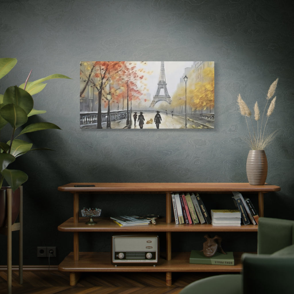Paris Eiffel Tower Autumn Street Matte Canvas Wall Art, Stretched 1.25"
