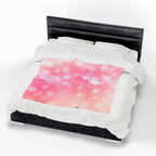 Pink Heart Bokeh Velveteen Plush Blanket — Soft Romantic Throw for Valentine’s Day & Cozy Nights