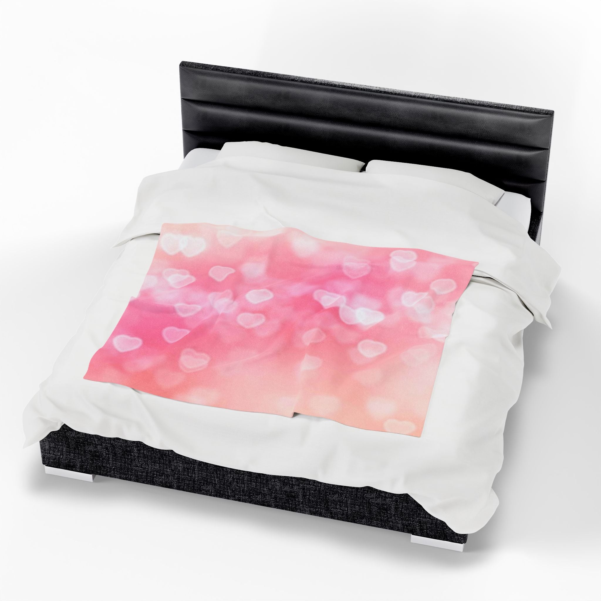 Pink Heart Bokeh Velveteen Plush Blanket — Soft Romantic Throw for Valentine’s Day & Cozy Nights
