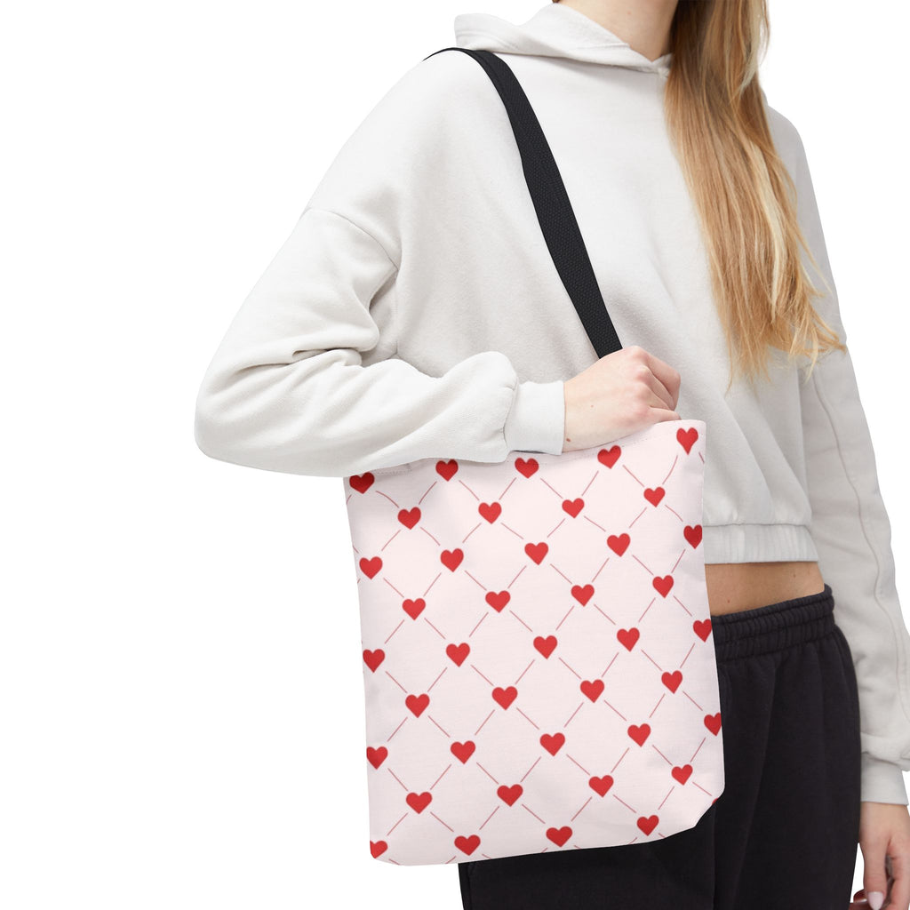Heart Pattern Tote Bag — Pink Red Valentine Shopper