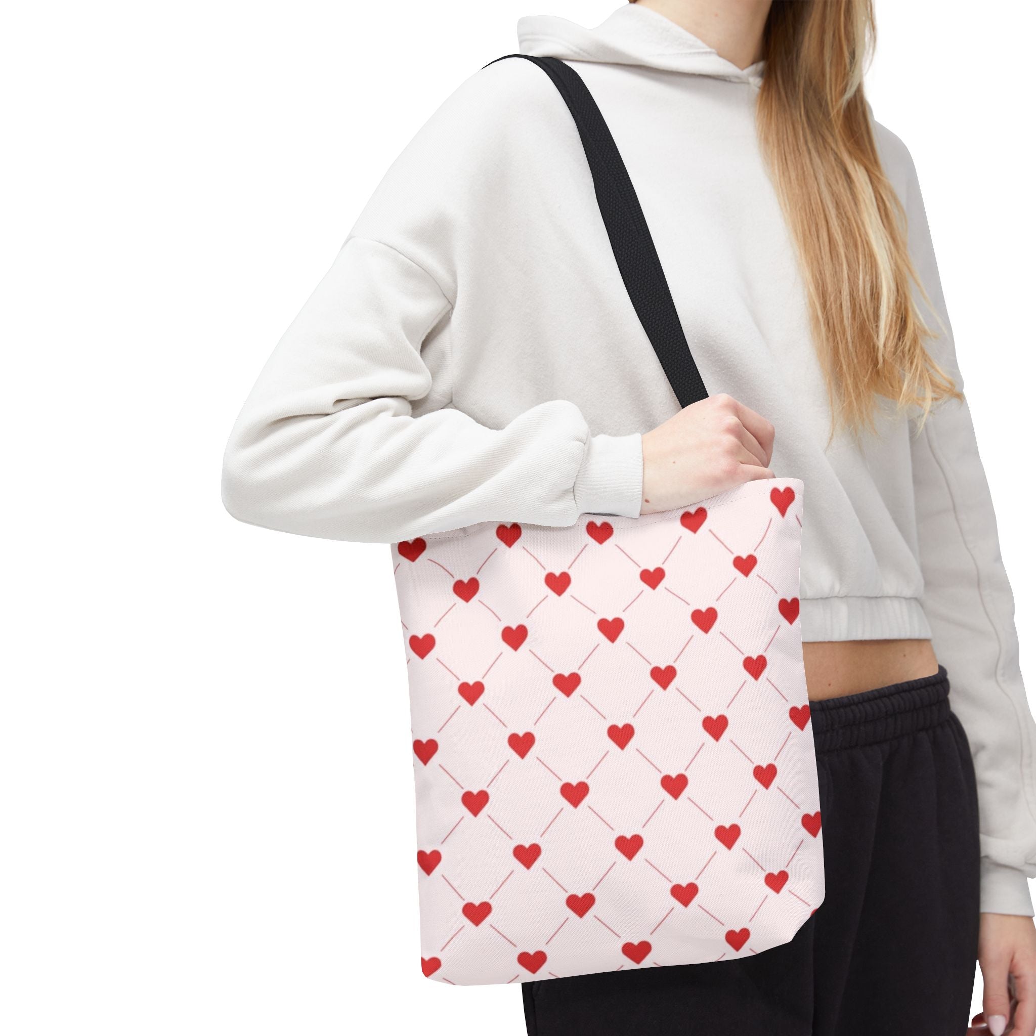 Heart Pattern Tote Bag — Pink Red Valentine Shopper