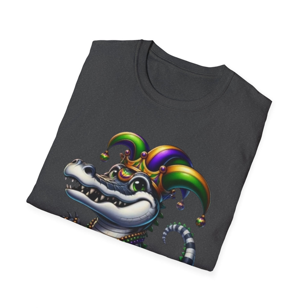 Mardi Gras Jester Alligator T-Shirt — Carnival Croc Graphic Tee