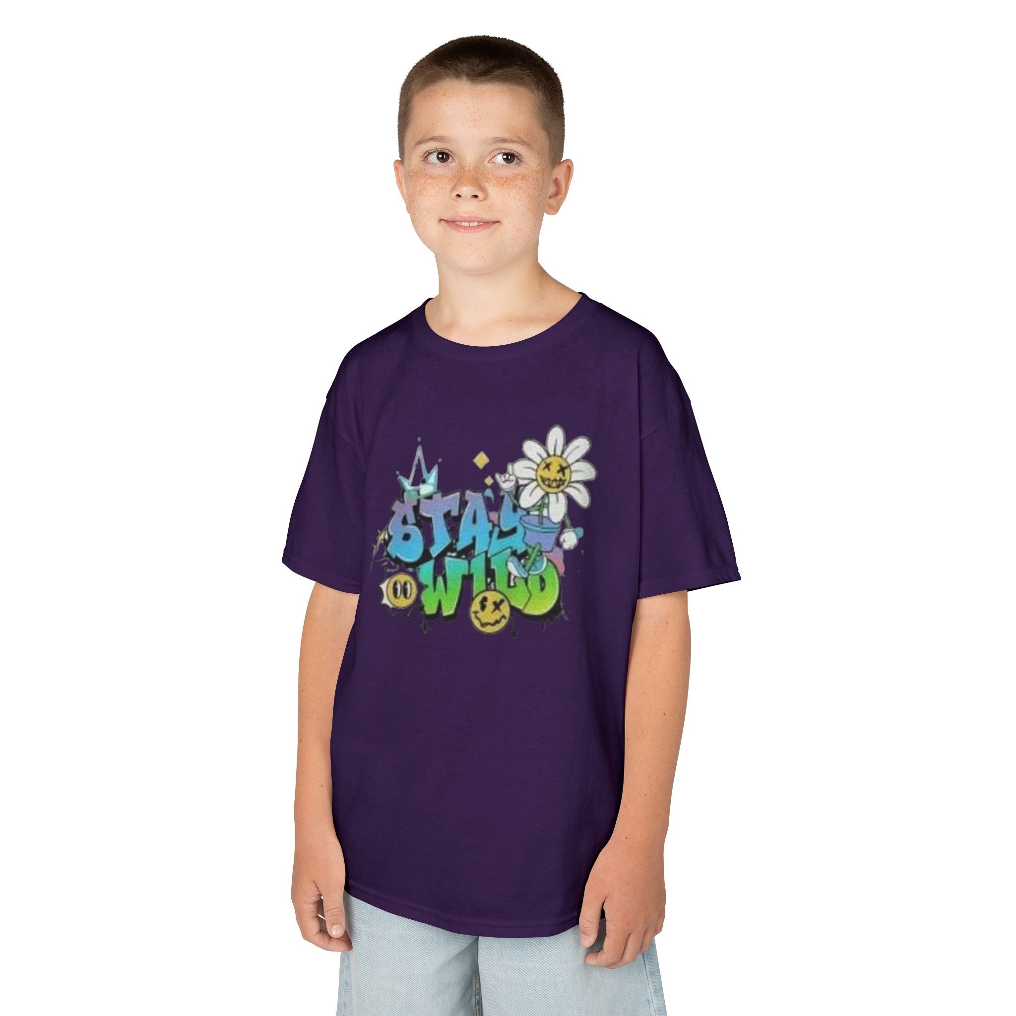 Kids Tee — "Stay Wild" Graffiti Daisy Graphic