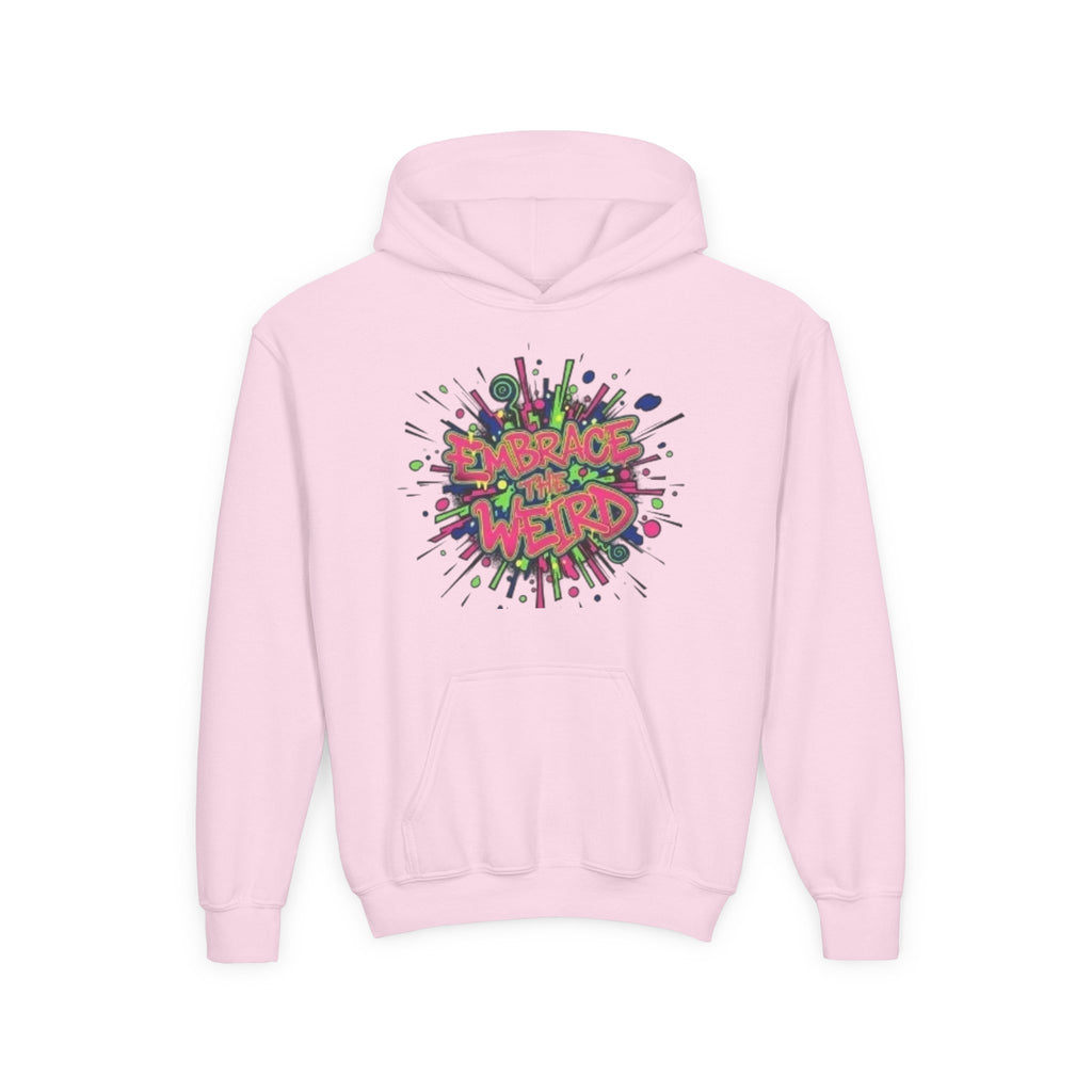 Youth Hoodie — "Embrace the Weird" Colorful Graffiti Graphic
