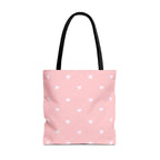 Pink Heart Pattern Tote Bag — Cute Pink AOP Shopper for Everyday Use