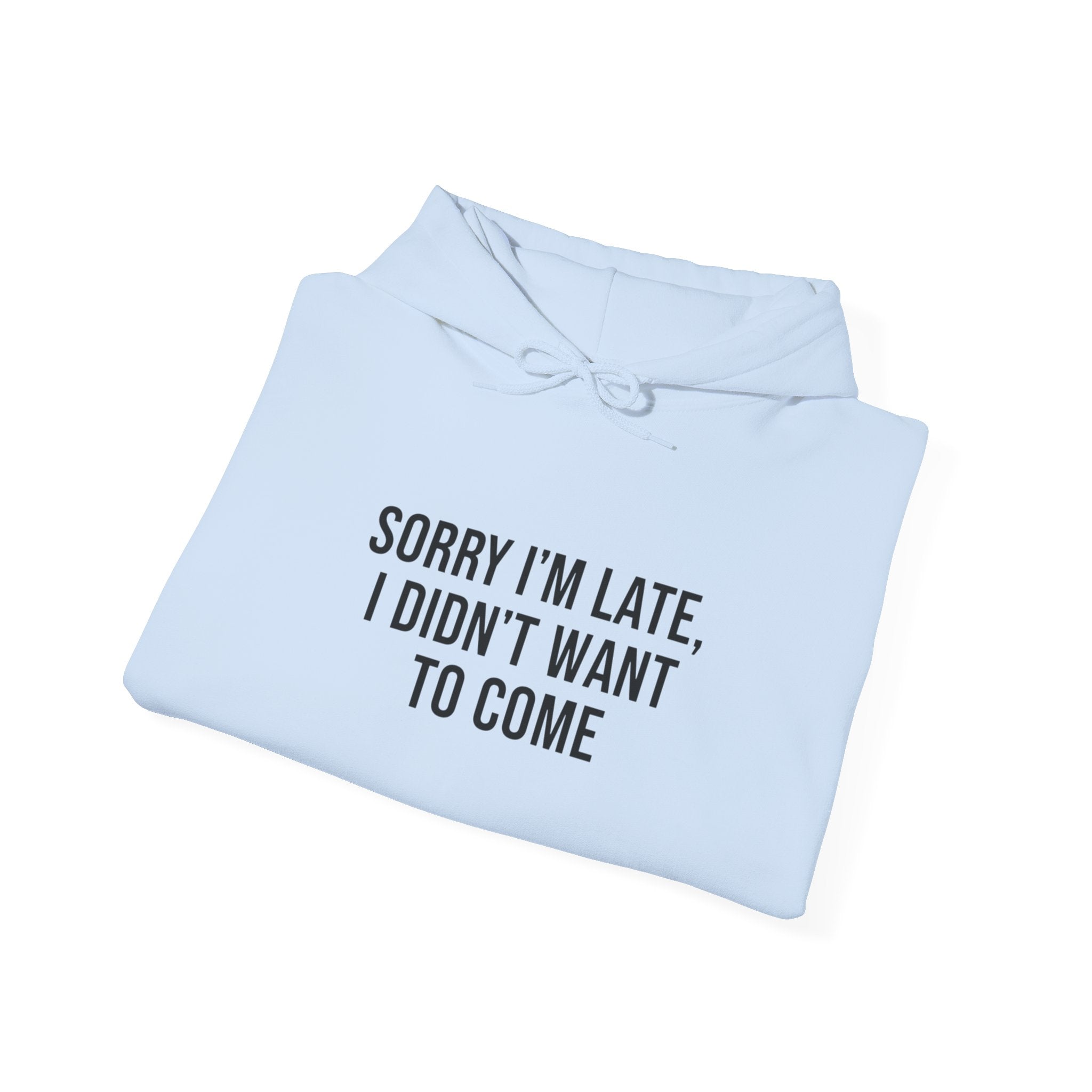 Sorry I'm Late I Didn't Want To Come Hoodie | Sarcastic Self-Image Humor, Introvert Quote