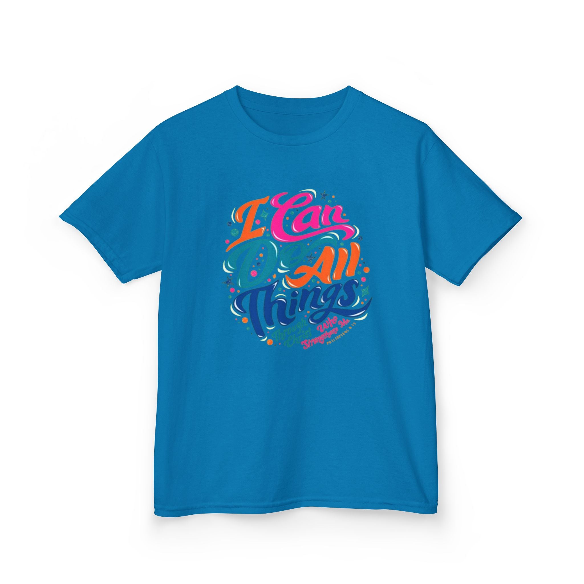 Kids T‑Shirt — "I Can Do All Things" Inspirational Rainbow Tee