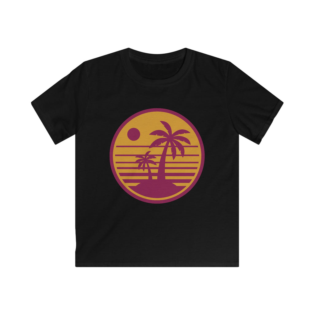 Kids Sunset Palm T-Shirt — Retro Beach Graphic Tee for Children
