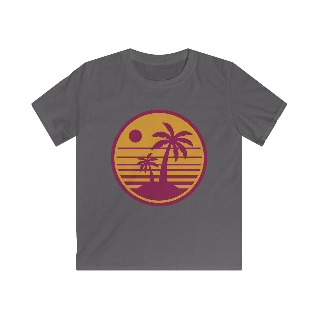 Kids Sunset Palm T-Shirt — Retro Beach Graphic Tee for Children