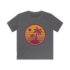 Kids Sunset Palm T-Shirt — Retro Beach Graphic Tee for Children